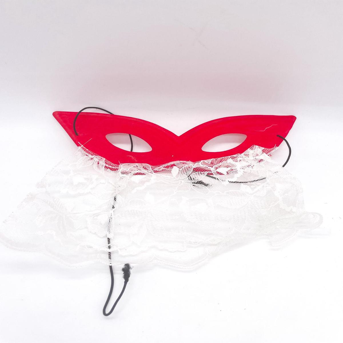 Red Mask with Lace for Eyes Carnival Masks