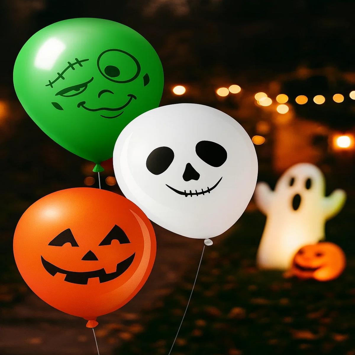 Set of 3 Halloween Balloons with LEDs 30cm