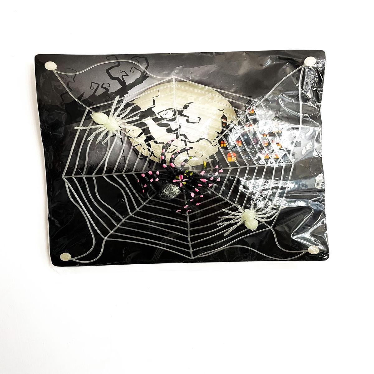 Suction Cup Spider Web with Spiders 24cm Halloween Decoration