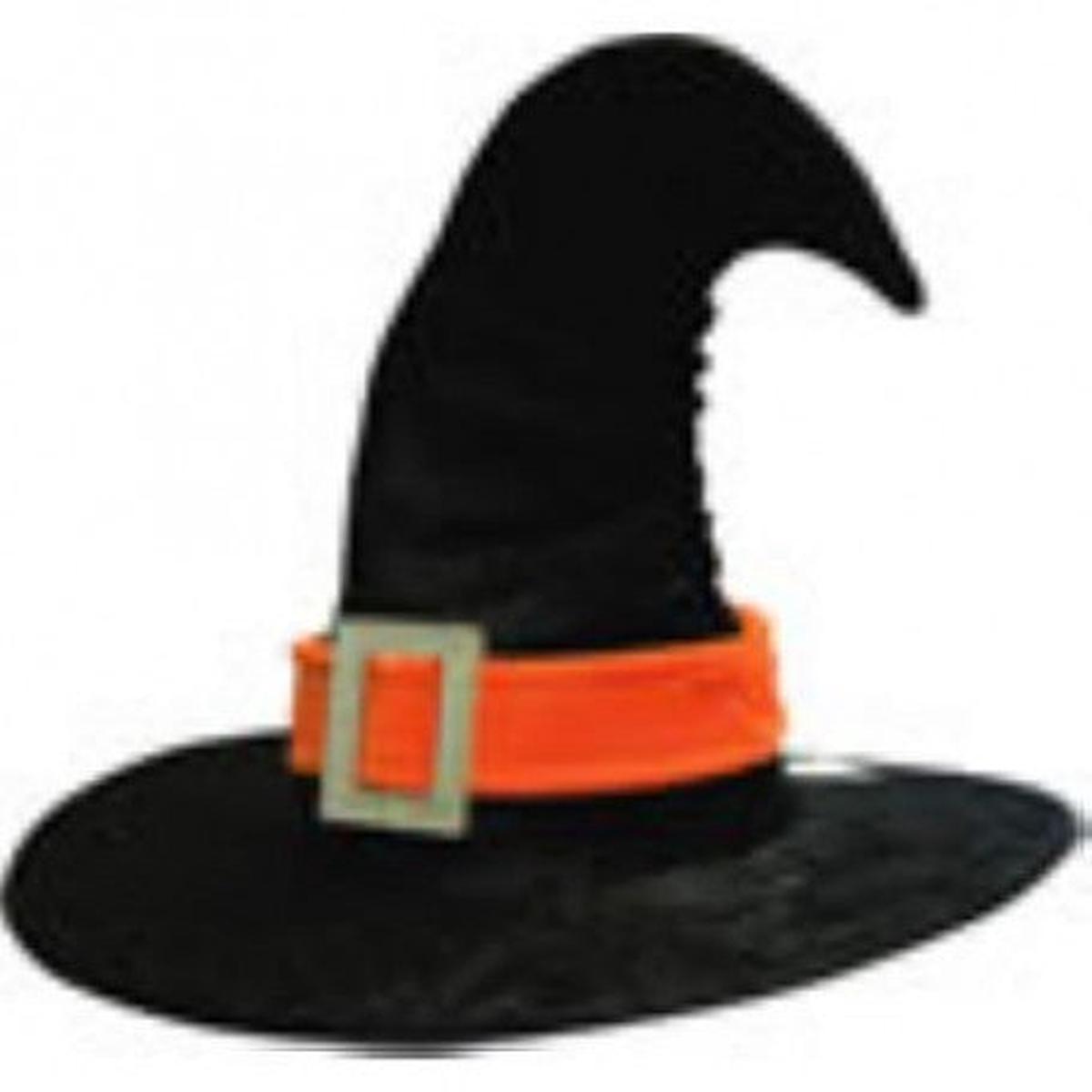 Velvet Effect Witch Hat with Belt Halloween Costume 45cm