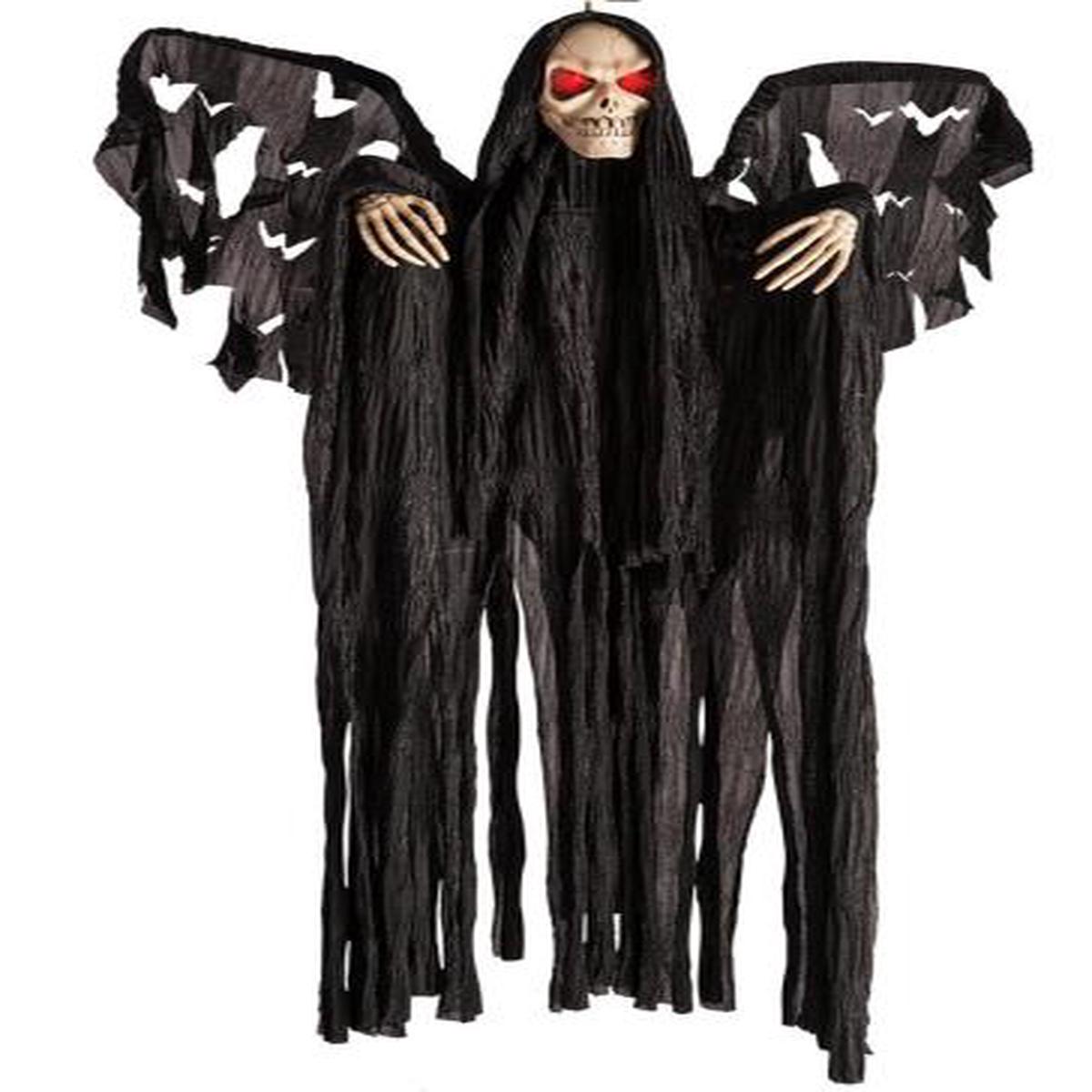 Winged Skeleton Light Up Sound Moving Halloween Ornament