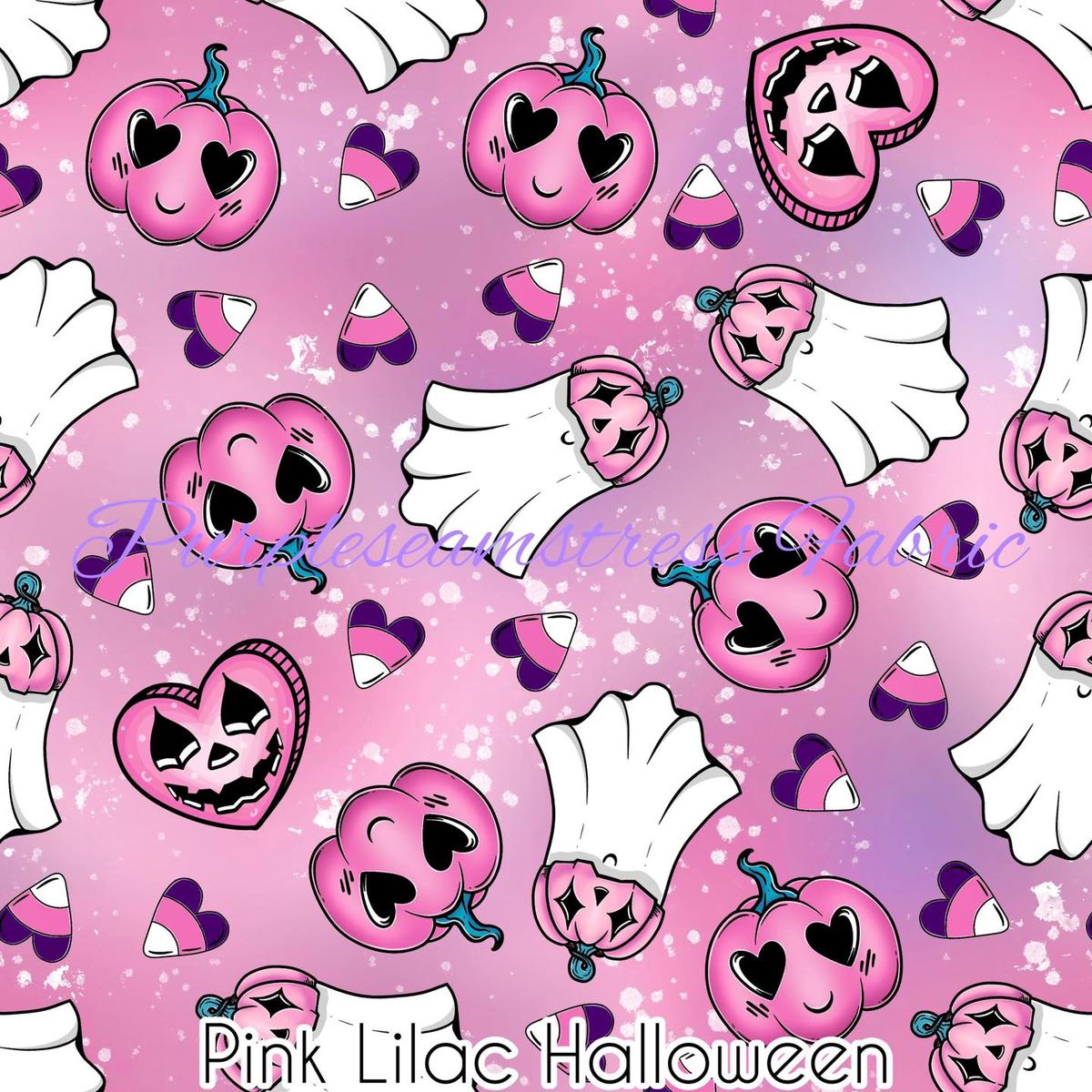 Pink Lilac Halloween  Fabric