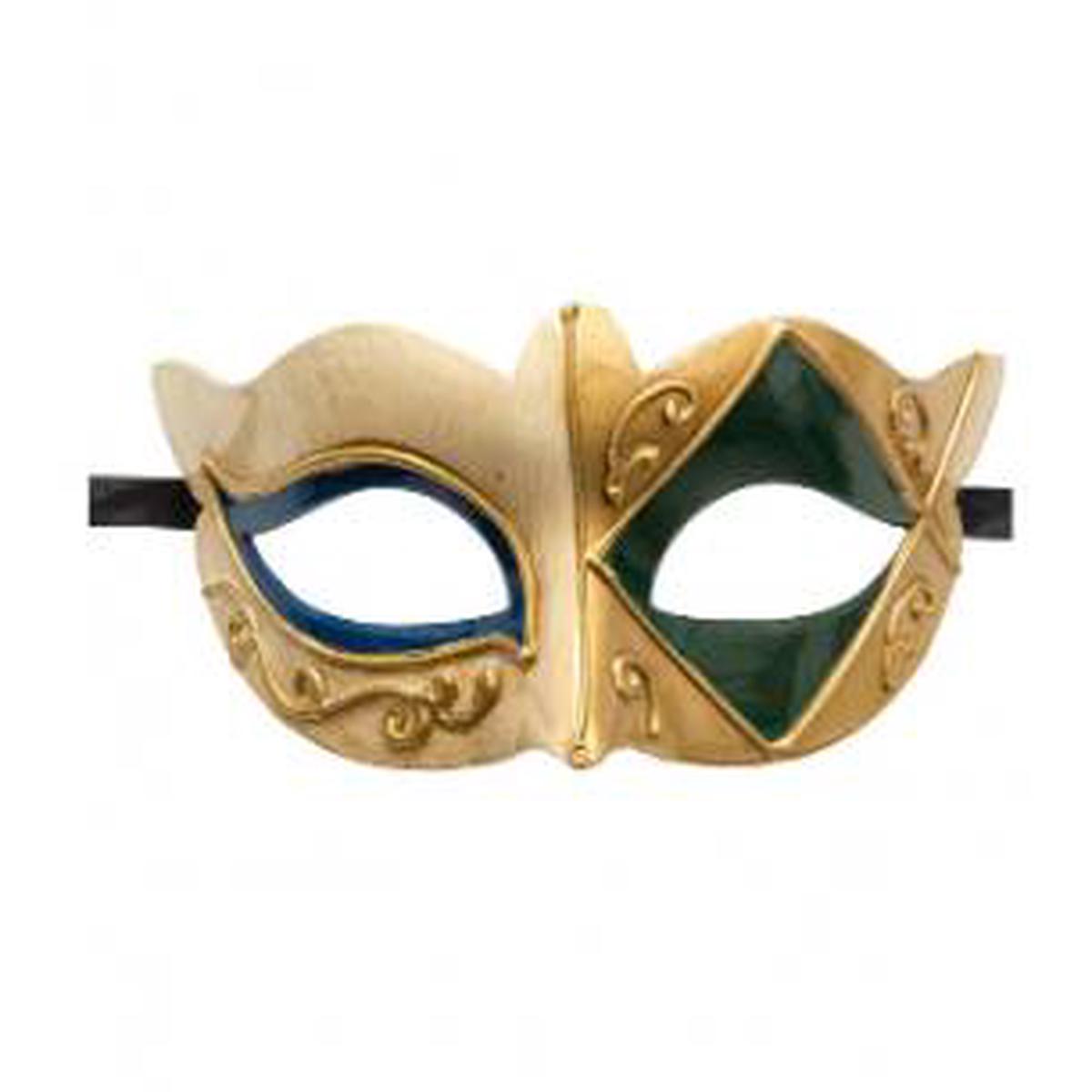 Venetian Mask with Green and Blue Decorations