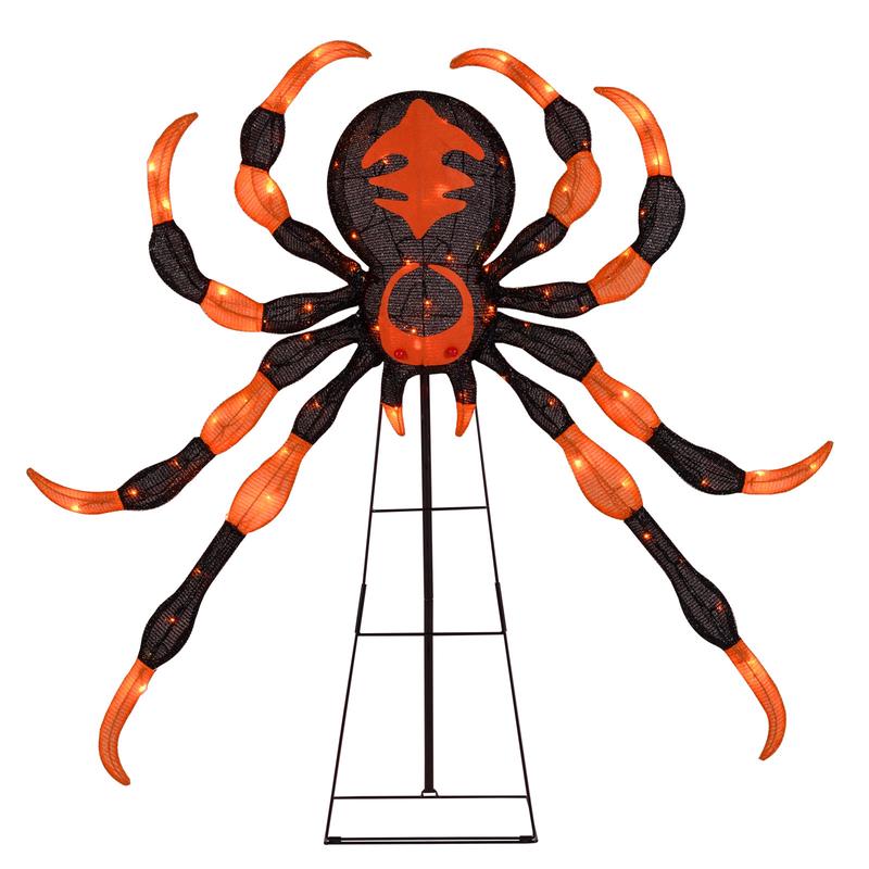52 Inch Halloween Spider Decoration, 16 Flickering Warm White LEDs - Options