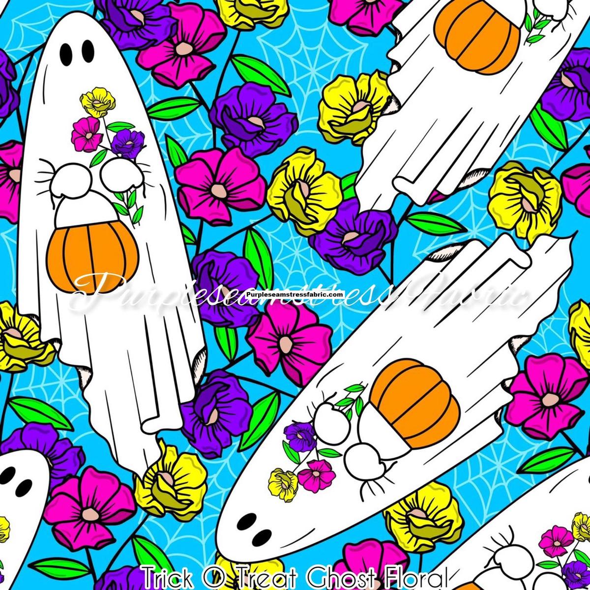 Trick O Treat Ghost Floral  Fabric