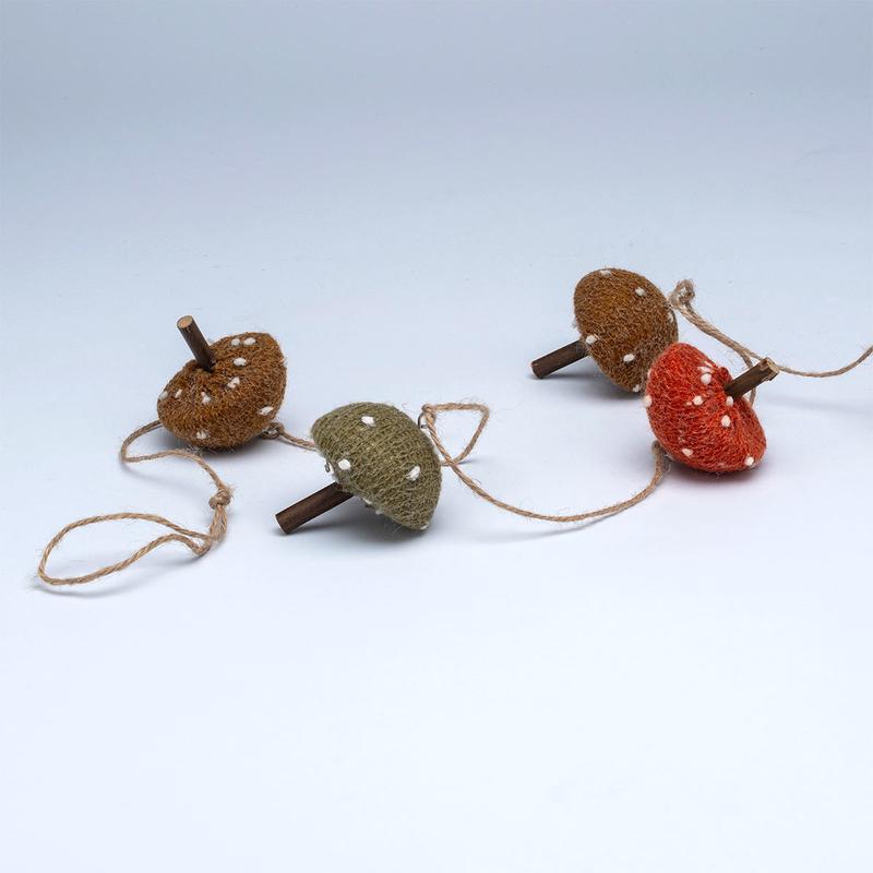 Toadstool Garland Halloween Decoration Brown & Green with Polka dots Pattern - 150cm by Hamilton McBride