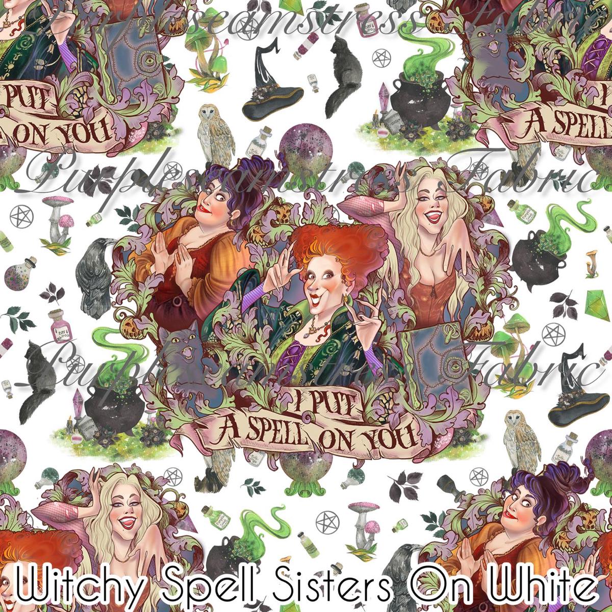 Witchy Spell Sisters on White  Fa...