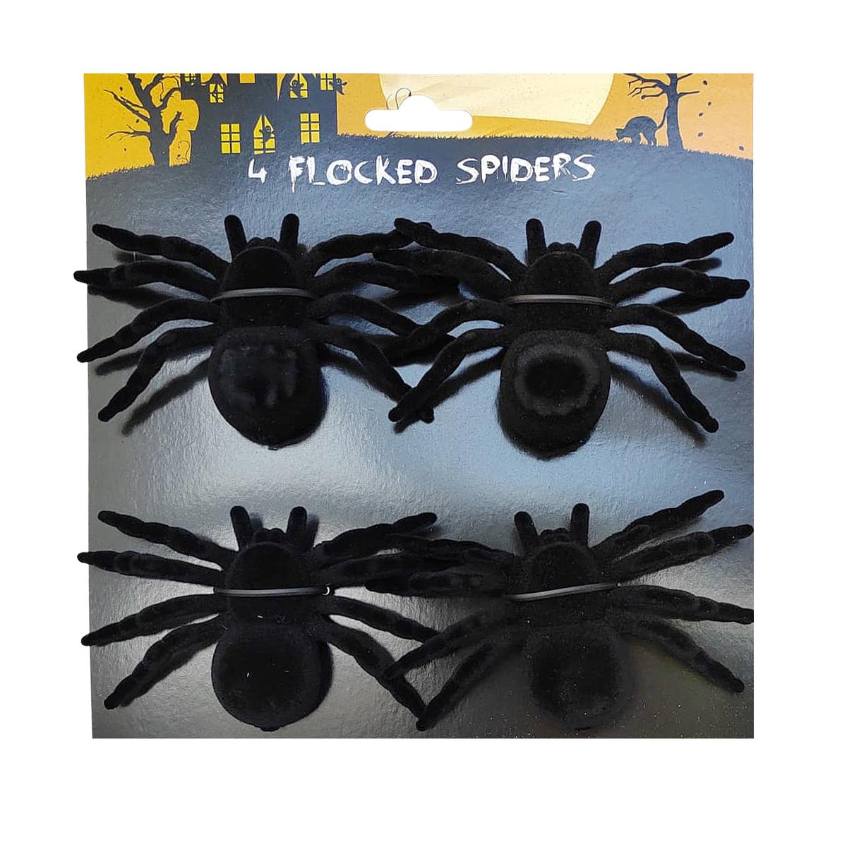 4 Velvet Spiders  Halloween Decoration