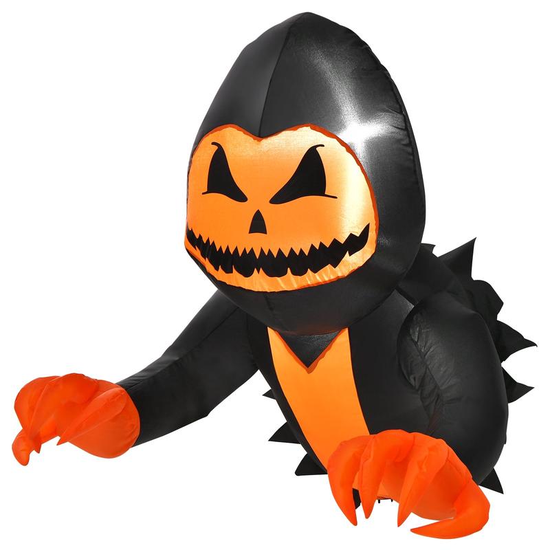 3.3 Feet Halloween Inflatable Pumpkin Head Ghost, Orange - Orange