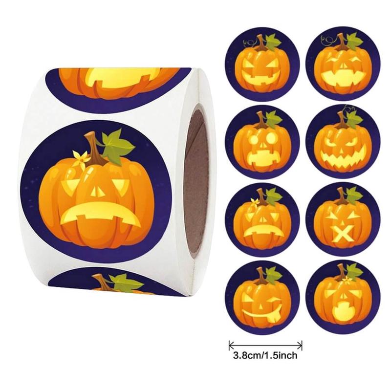 3.8cm Spooky Halloween Pumpkin Round Paper Stickers 50pk