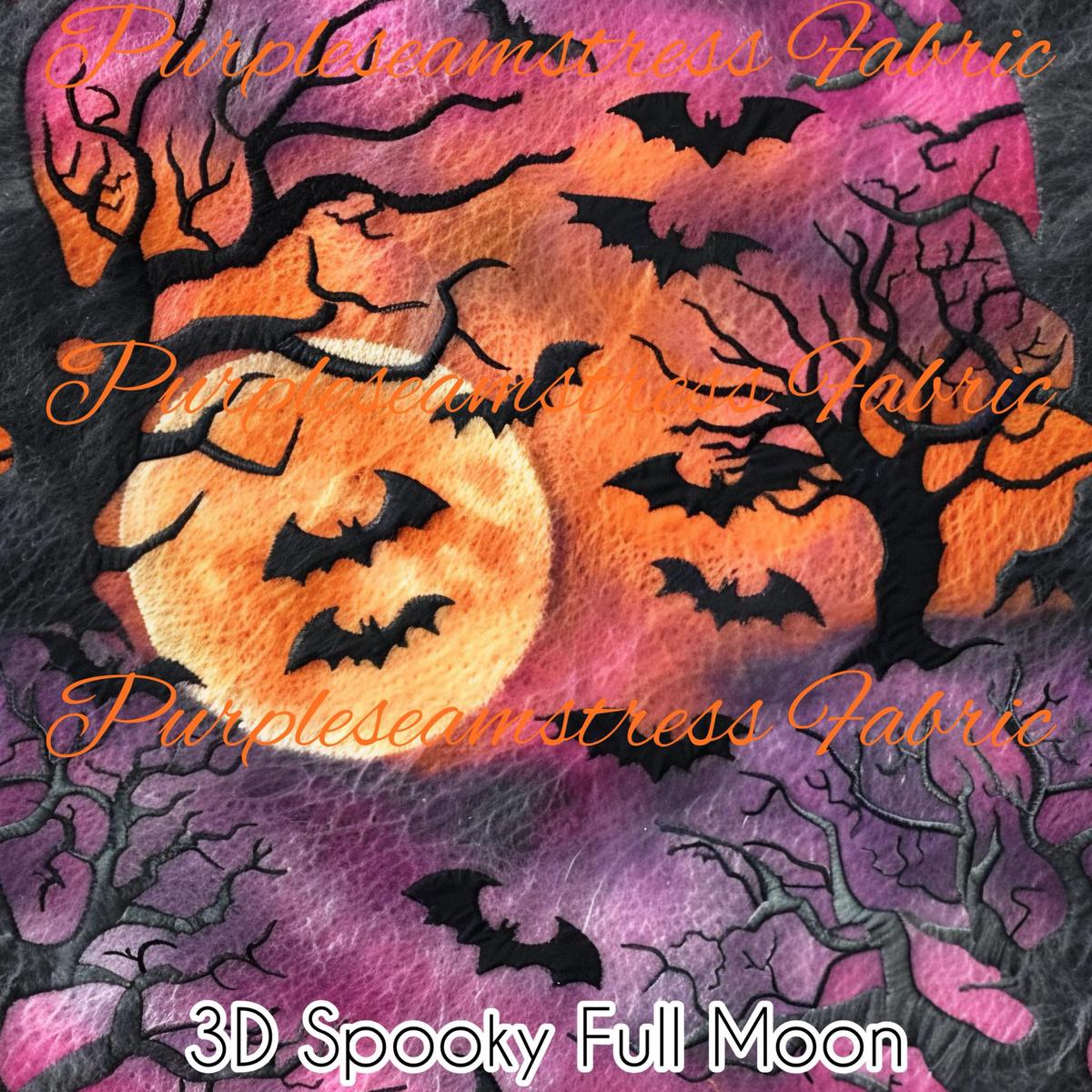 3D Spooky Full Moon  Fabric