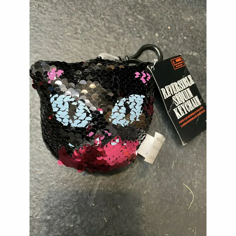 Cat Reversible Sequin Keychain