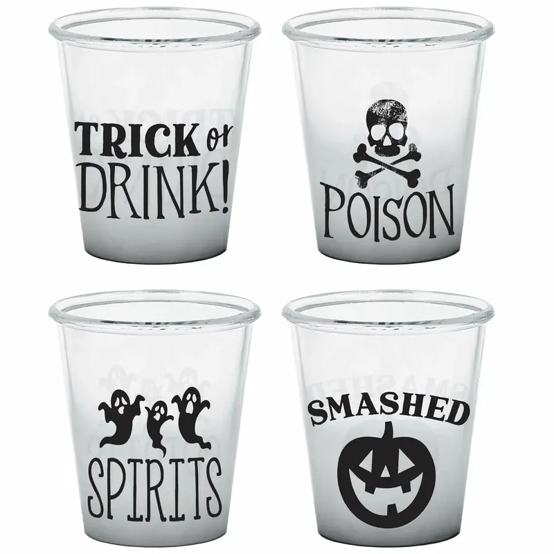 Classic Black & White Plastic Shot Glasses