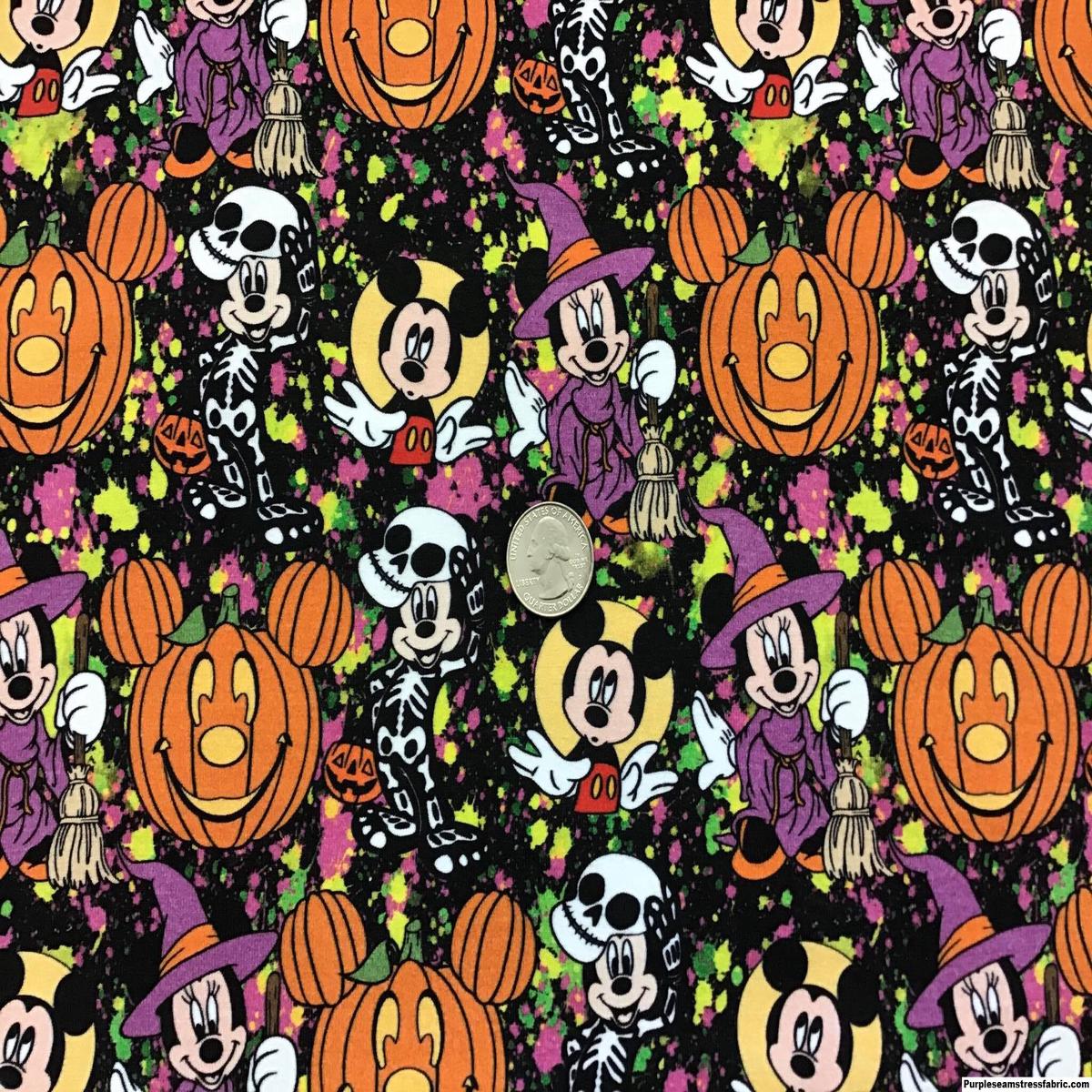 Trick or Treat Mouse on Paint Splatter  Fabric