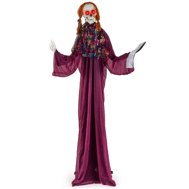 6 Feet Halloween Animatronic Standing Girl, Sound Activated, Light Up Eyes - Options