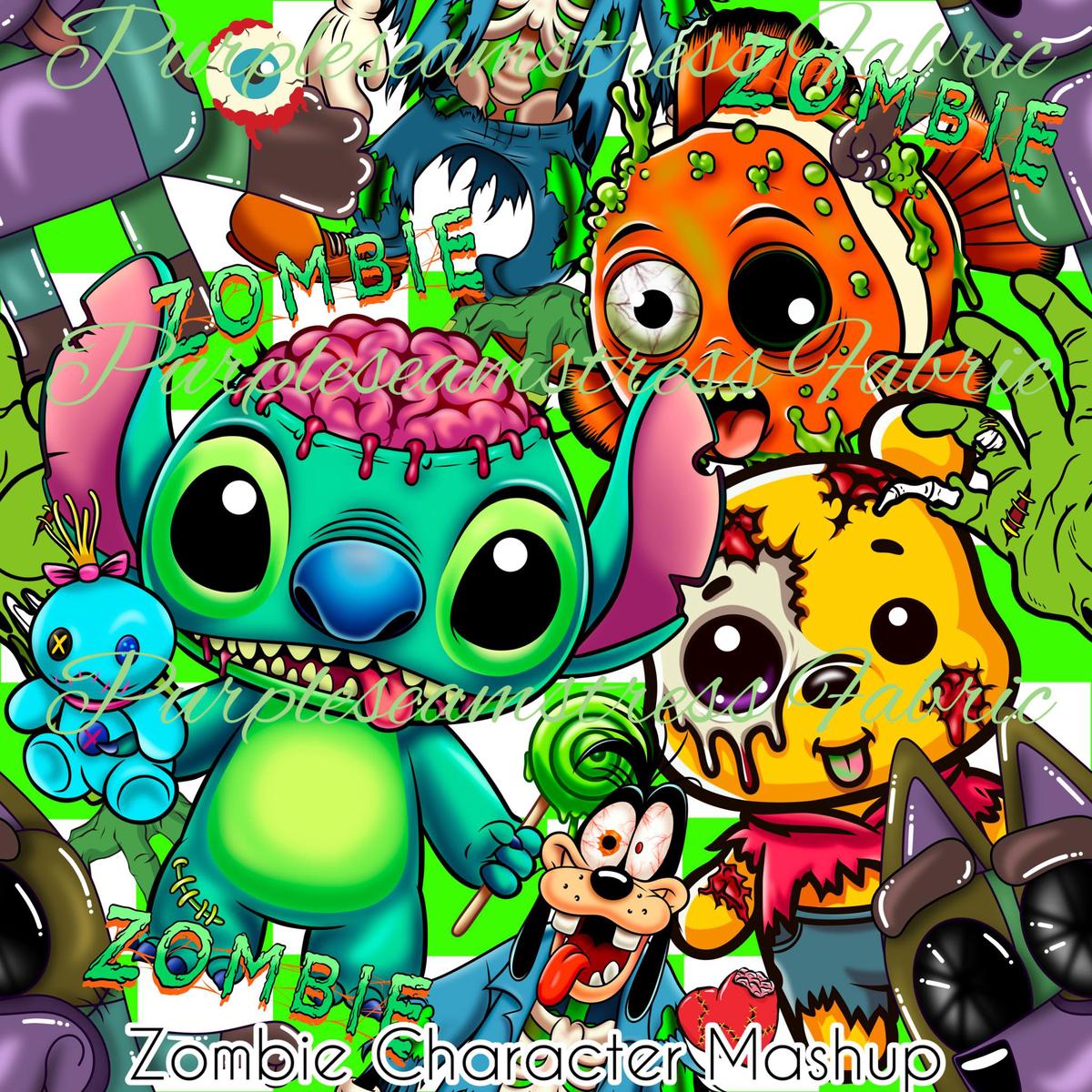 Zombie Characters Mashup  Fabric