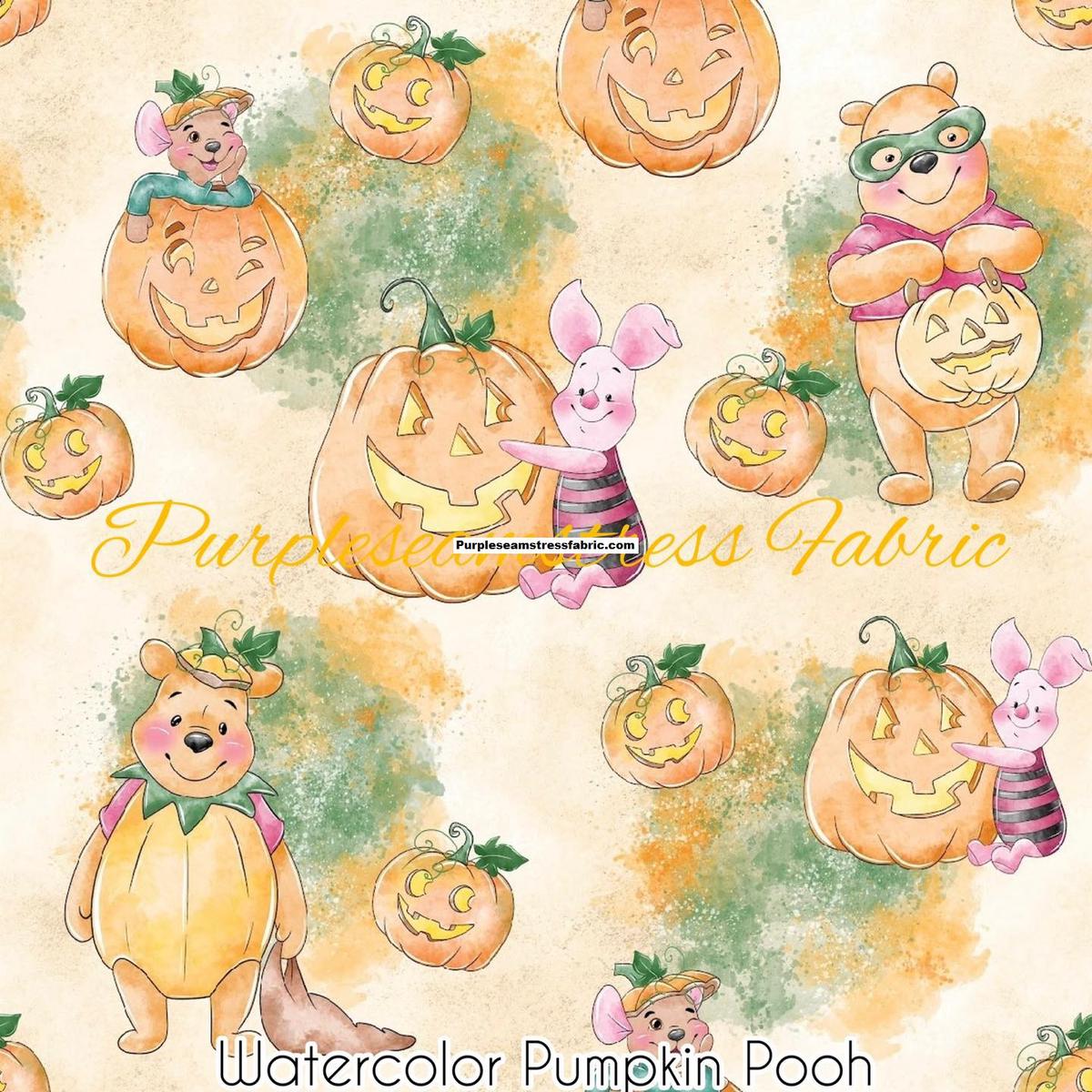 Watercolor Pumpkin Pooh  Fabric