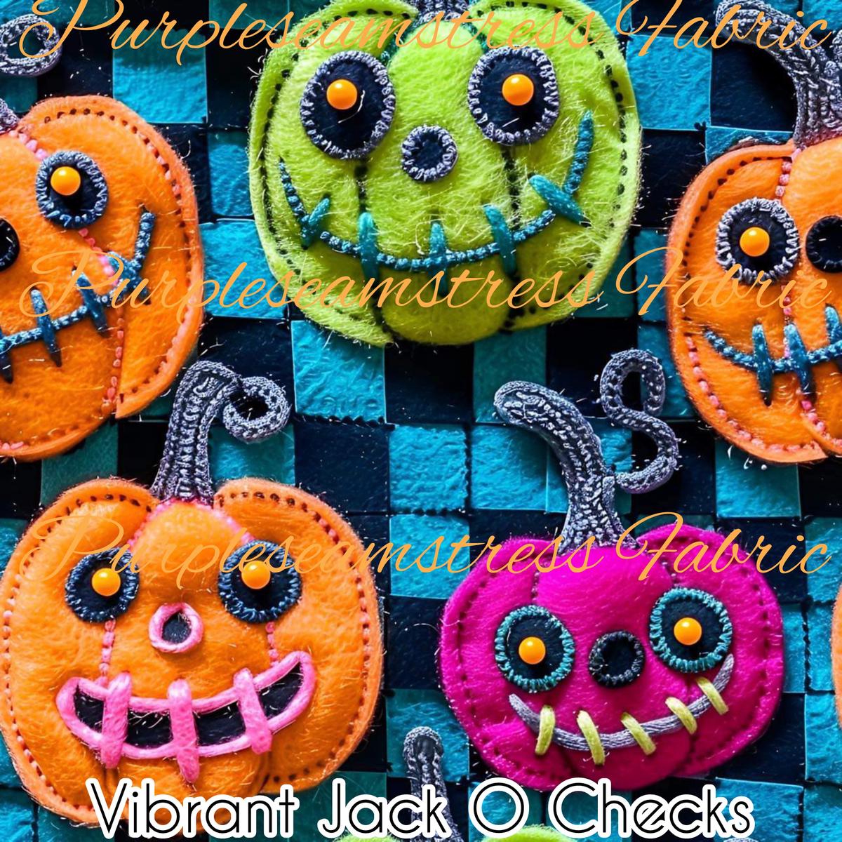 Vibrant Jack O Checks  Fabric