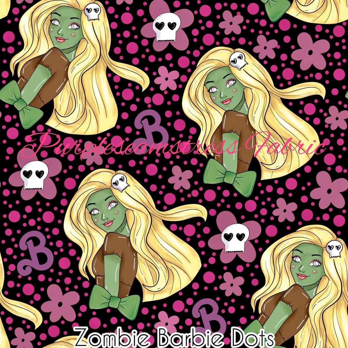 Zombie Barbie Dots  Fabric