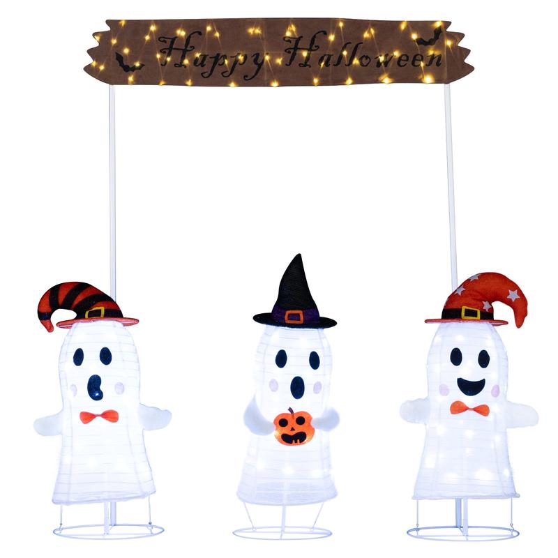 4 Pieces Halloween Decoration Pop up Ghosts with Gate and LED Lights - Options