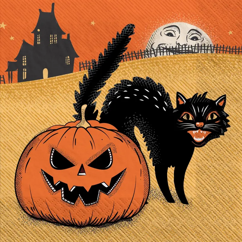 Vintage Halloween Beverage Napkins