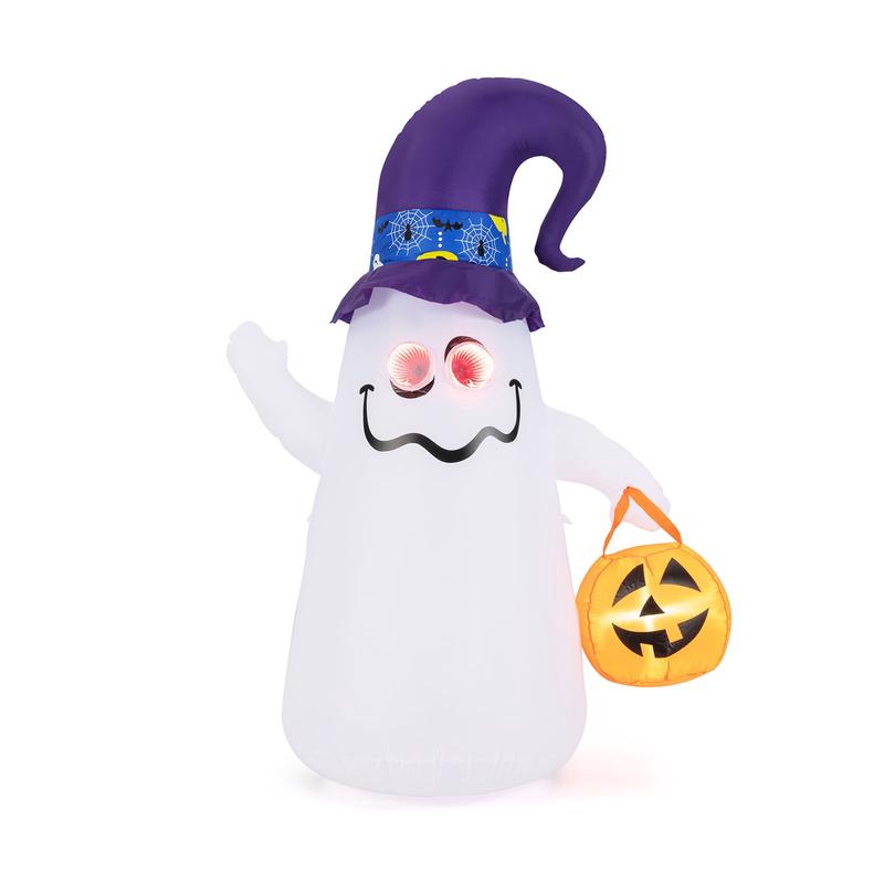 6 Ft Halloween Inflatable Ghost With Dimming Infinity Mirror Light, White