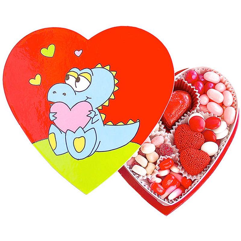 Dinosaur Heart Box filled with Candies (4 oz)
