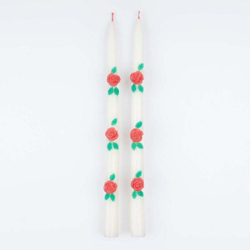 Love Sweet Love Rose Taper Candles, 2 Count