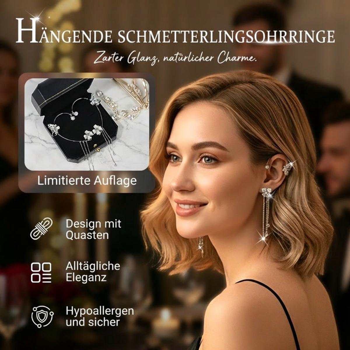 Valentine's Day Special 50% discountSimple ear clips with butterfly and flower motifs & tassels elegant & comfortable, no piercing required