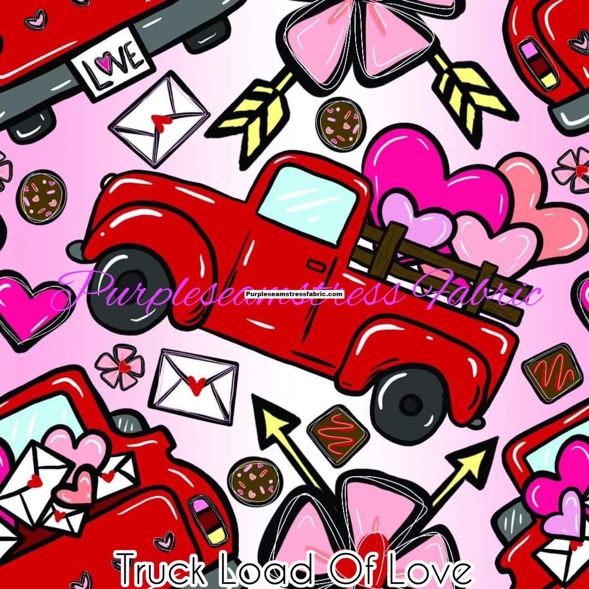 Valentine Truck Load of Love  Fabric