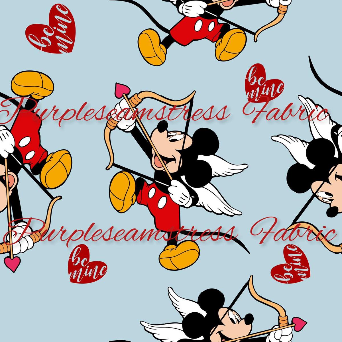 Be mine Mousey Valentines Day  Fabric