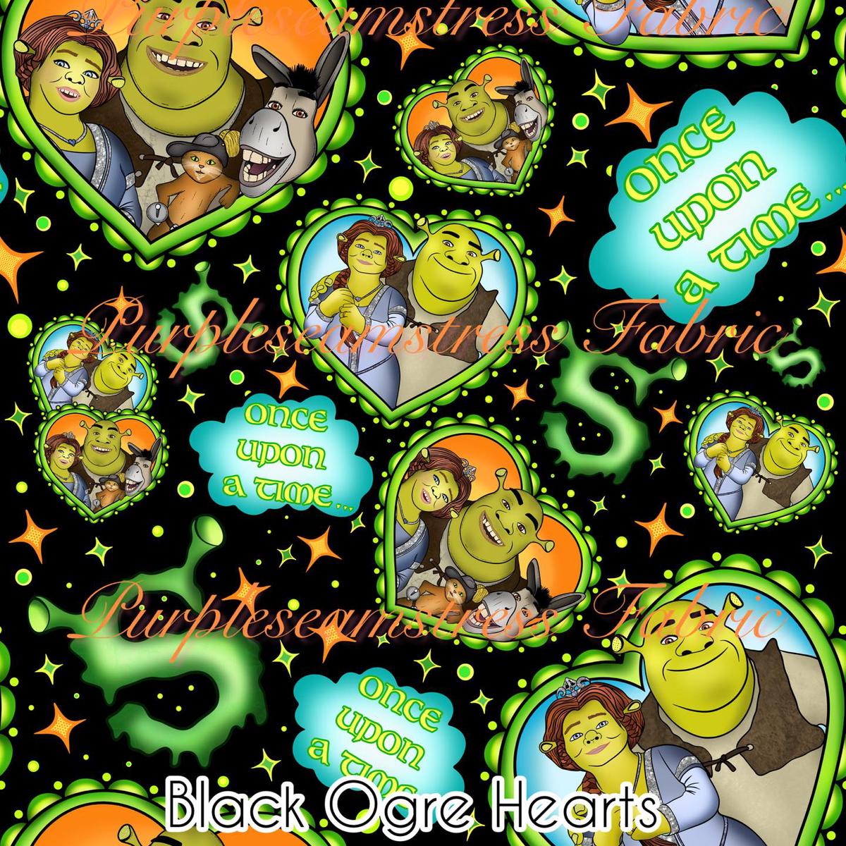 Black Ogre Hearts  Fabric