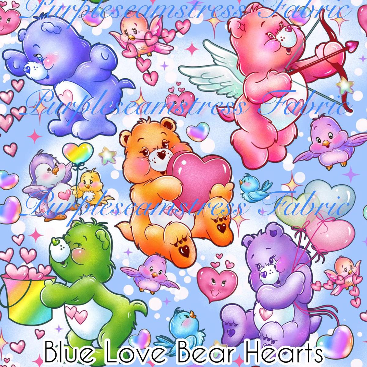 Blue Love Bear Hearts  Fabric