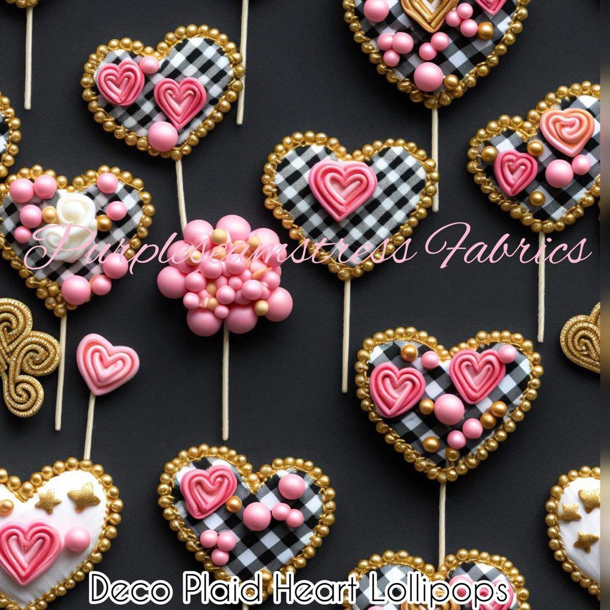 Deco Plaid Heart Lollipops  Fabri...