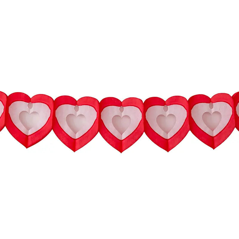 Tissue Heart Garland - Red & White