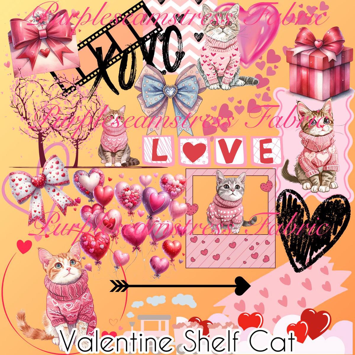 Valentine Shelf Cat  Fabric