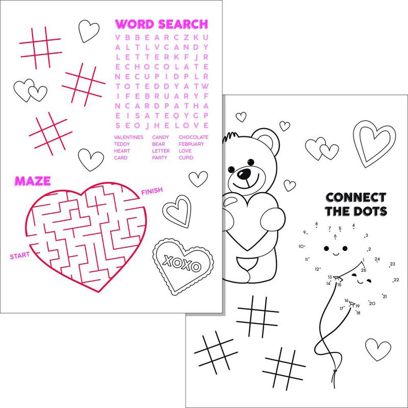 300/Case Bulk Valentines Activity Sheet