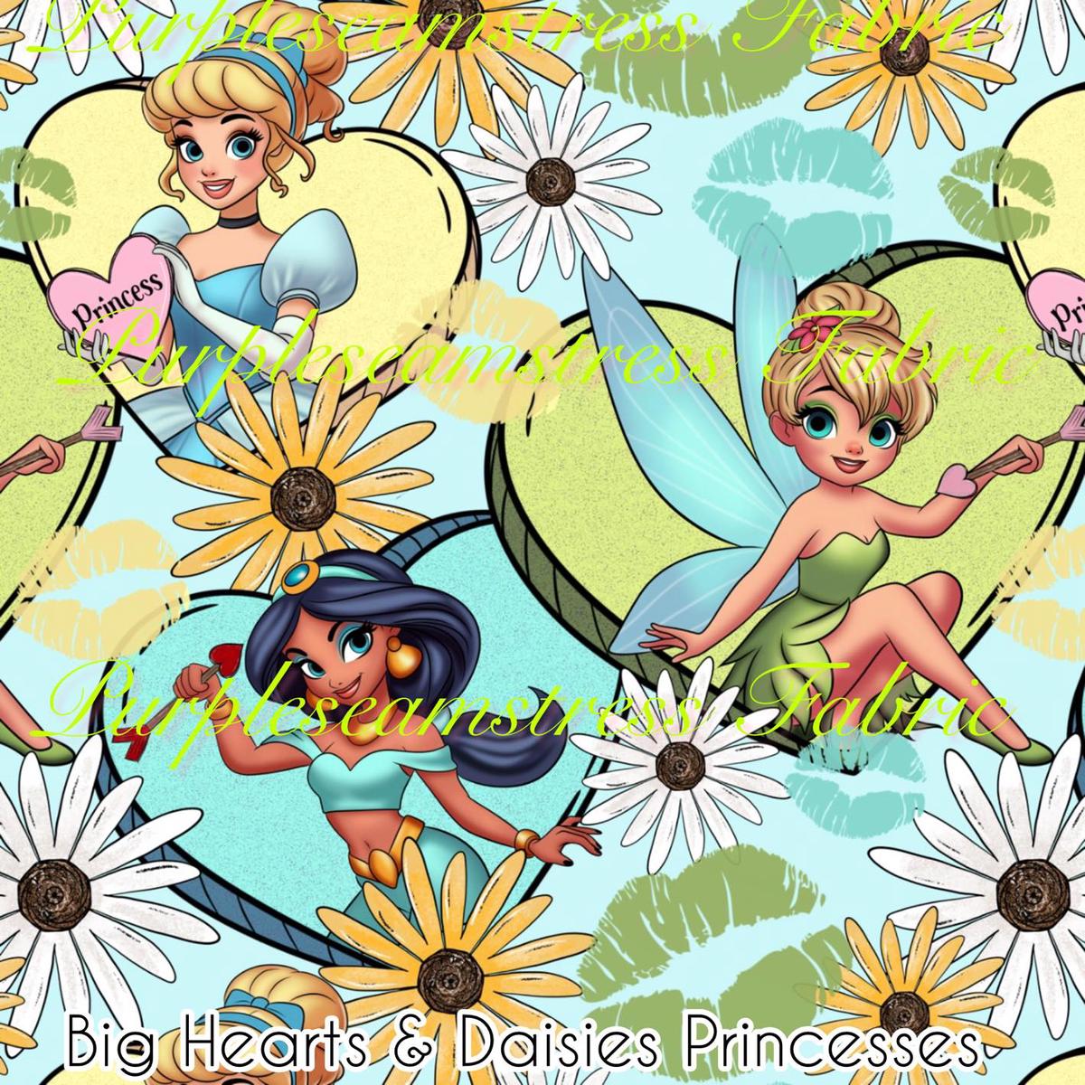 Big Hearts & Daisies Princesses  Fabric