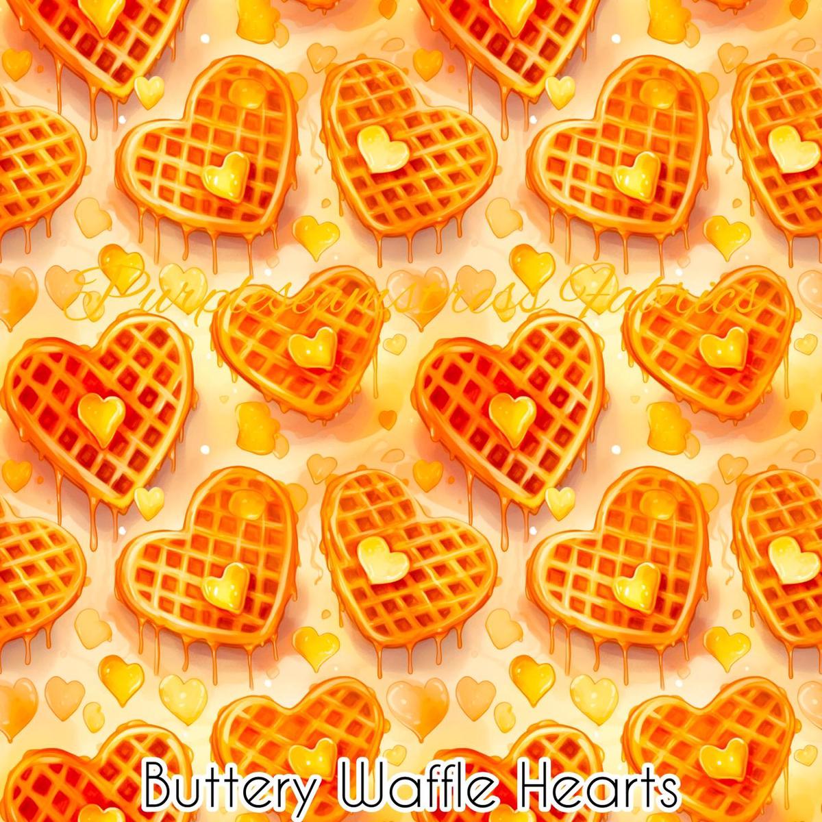 Buttery Waffle Hearts  Fabric