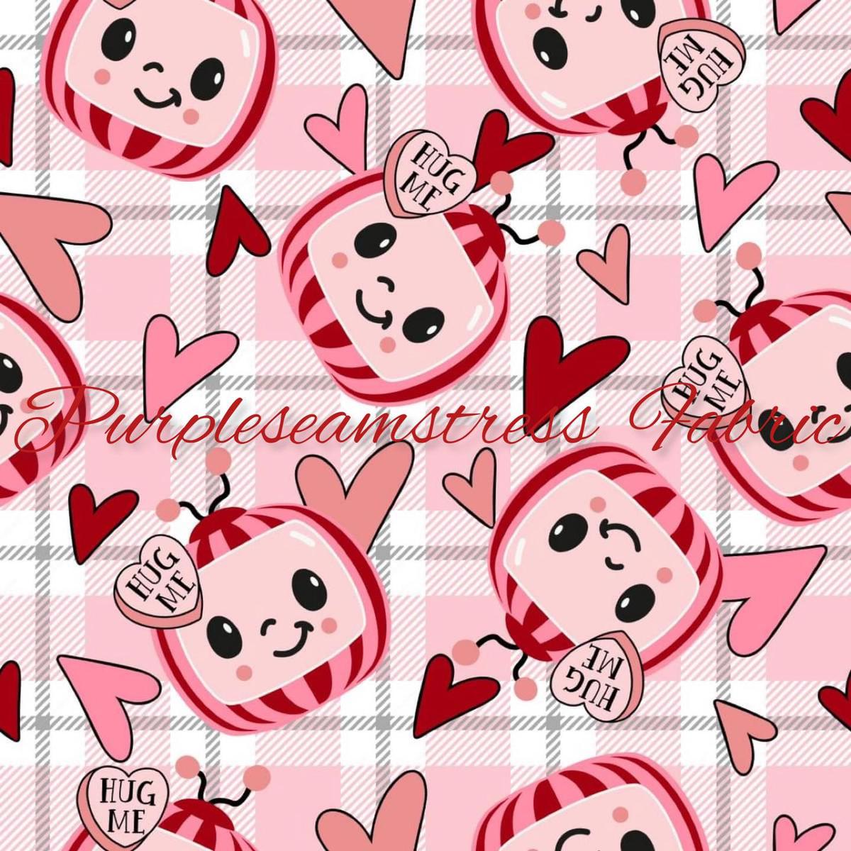 Cocomelon Hug Me Hearts Valentines Day  Fabric