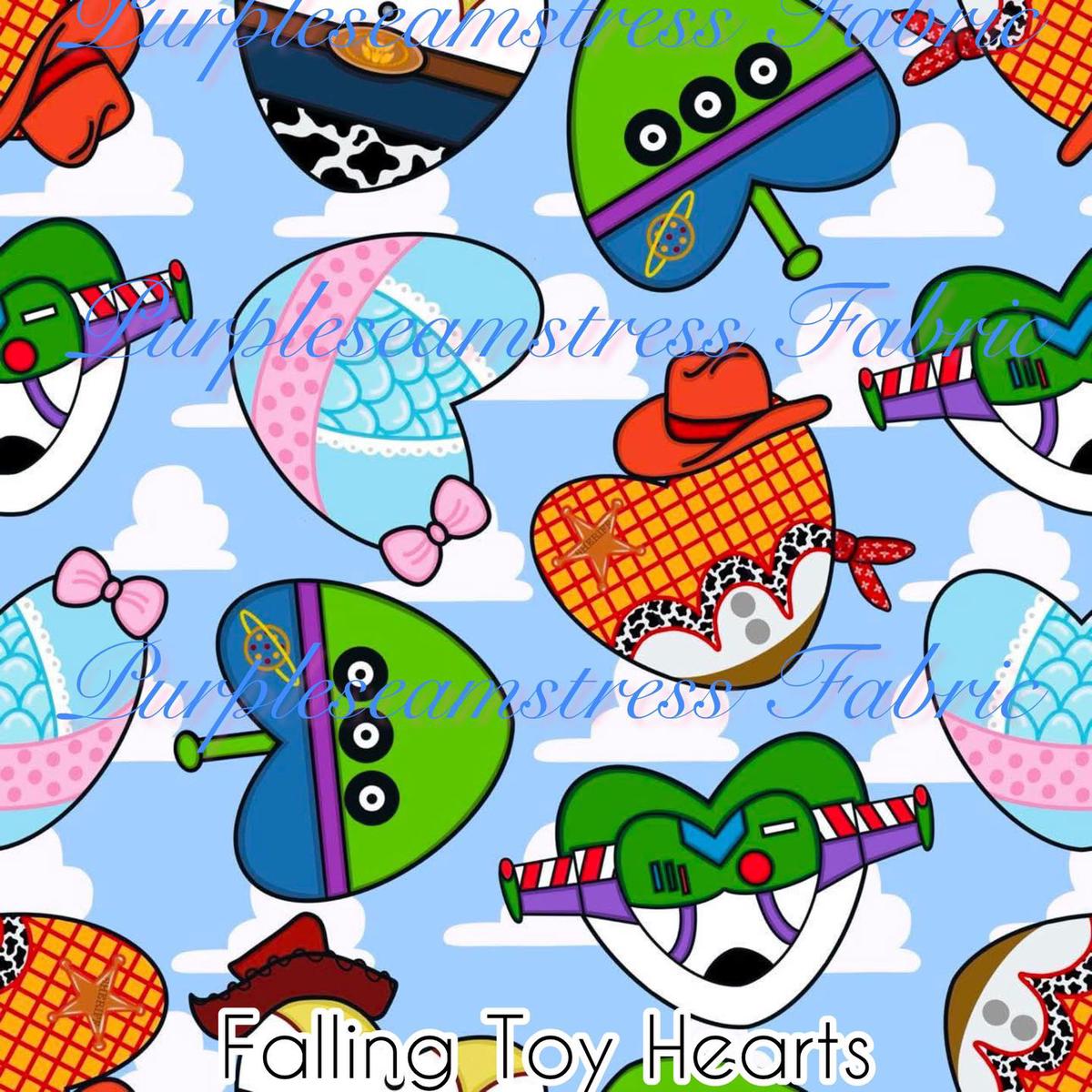 Falling Toy Hearts  Fabric