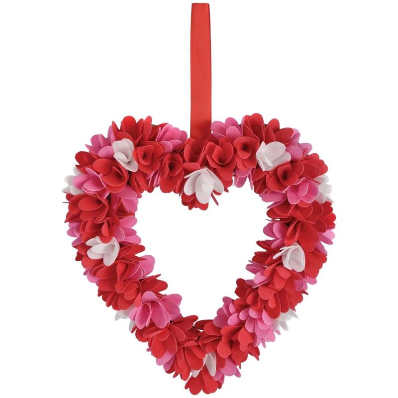 Valentine Heart Floral Wreath, 13.4 x 12.6 Inches, 1 Count