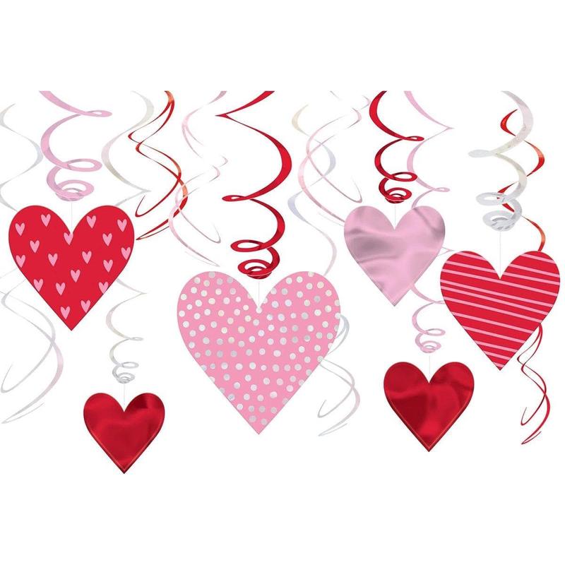Valentine's Day Swirls and Cutouts, 12 Count
