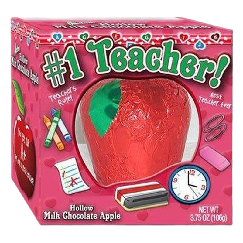 #1 Teacher Hollow Milk Chocolate Apple 3.75 oz. Gift Box