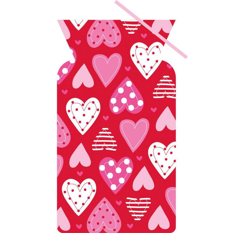 240/Case Bulk Hearts Cello Bags w/ Twist Ties
