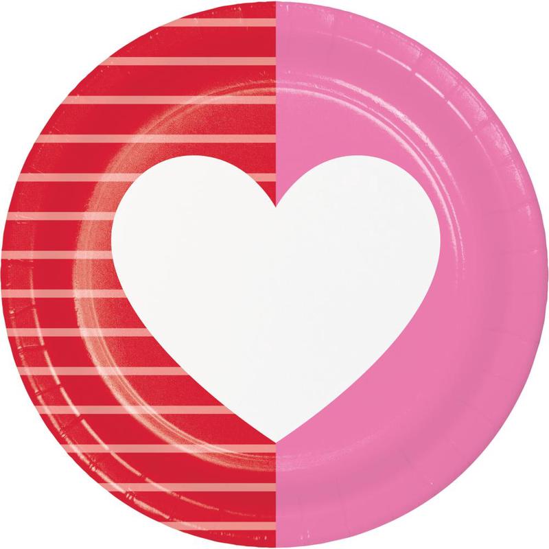 96/Case Bulk Valentine's Textures Paper 6.75" Dessert Plate