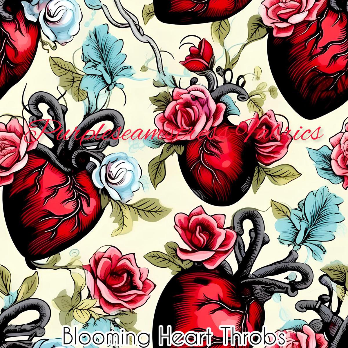 Blooming Heart Throbs  Fabric