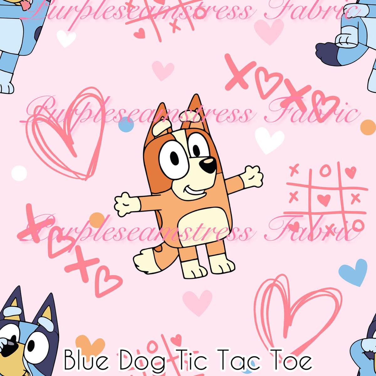 Blue Dog Tic Tac Toe  Fabric