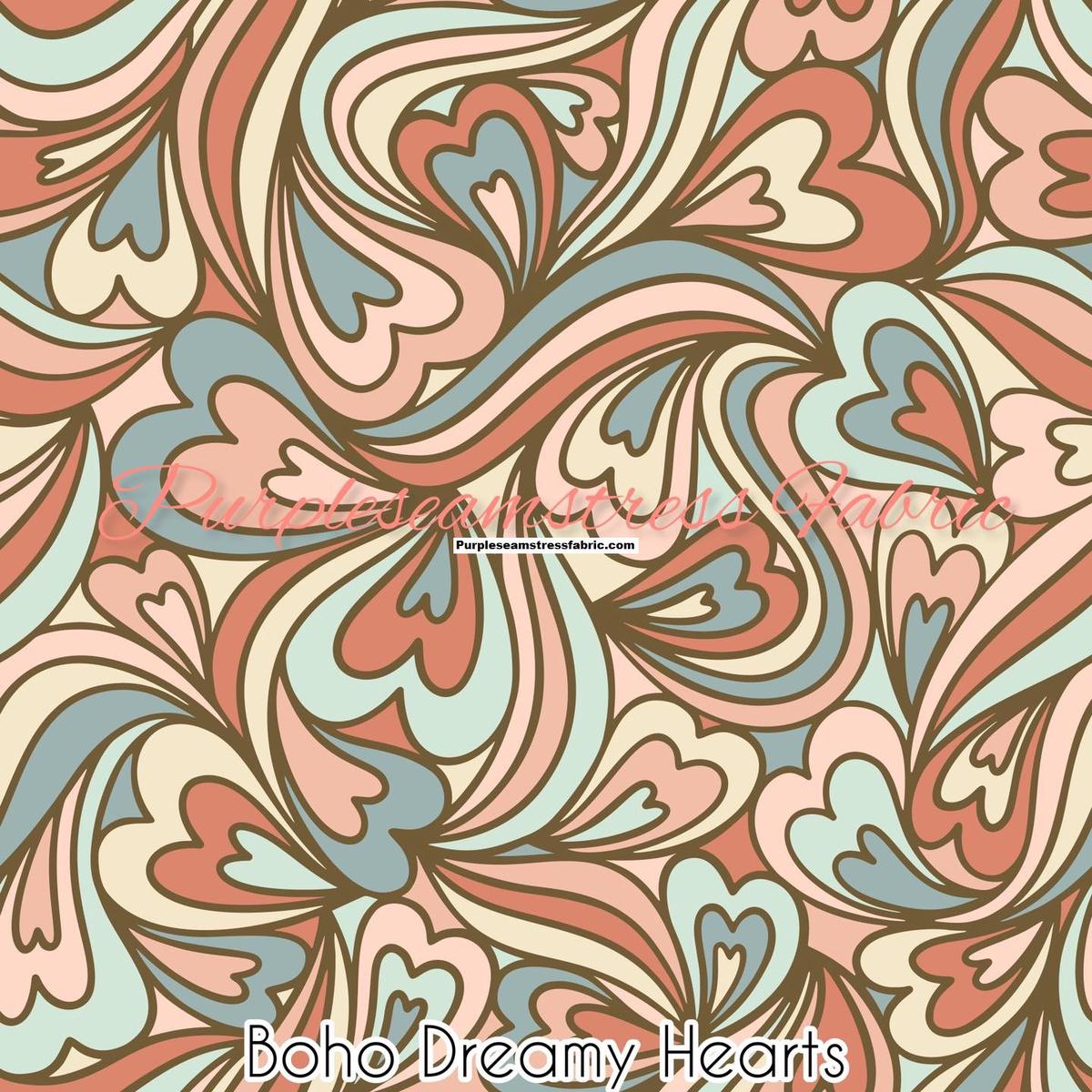 Boho Dreamy Hearts  Fabric