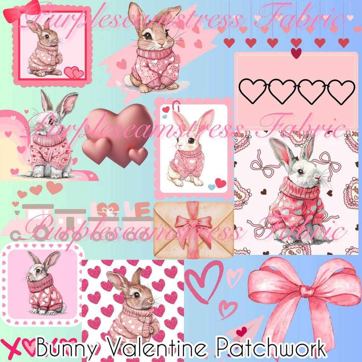 Bunny Valentine Patchwork  Fabric